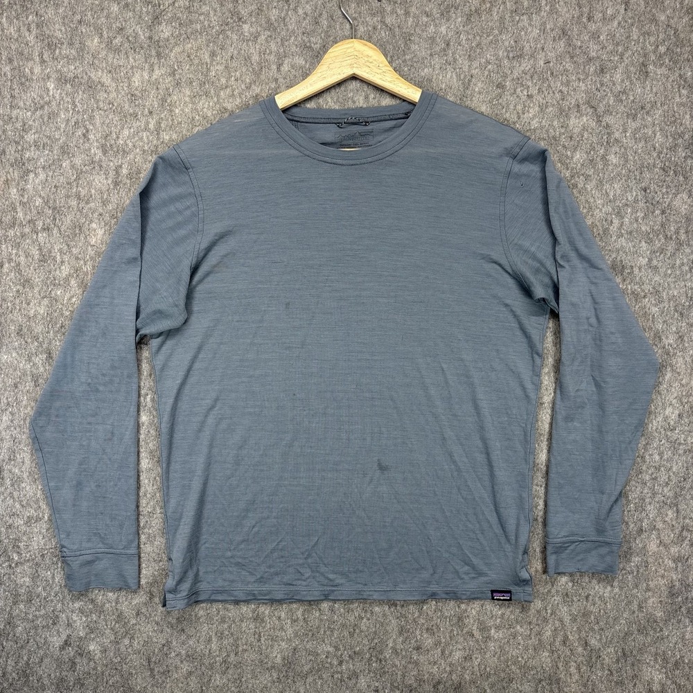 Patagonia Capilene Cool Merino Long Sleeve Shirt Women's Medium Blue Gray Flaws - Picture 1 of 9